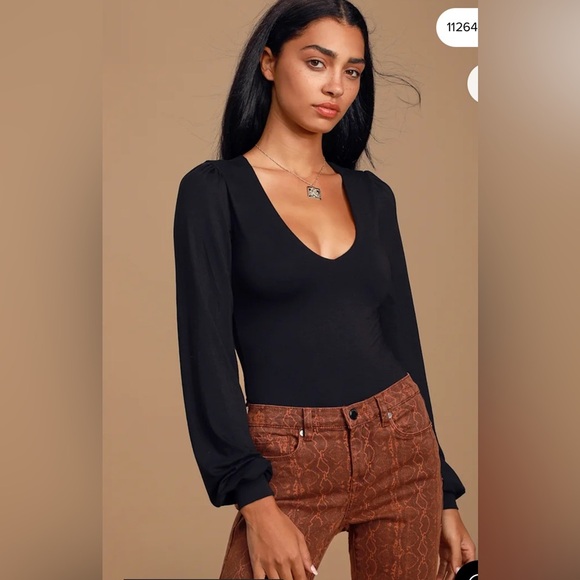 Lulu's Black Long Sleeve Bodysuit Size XS - Picture 1 of 8